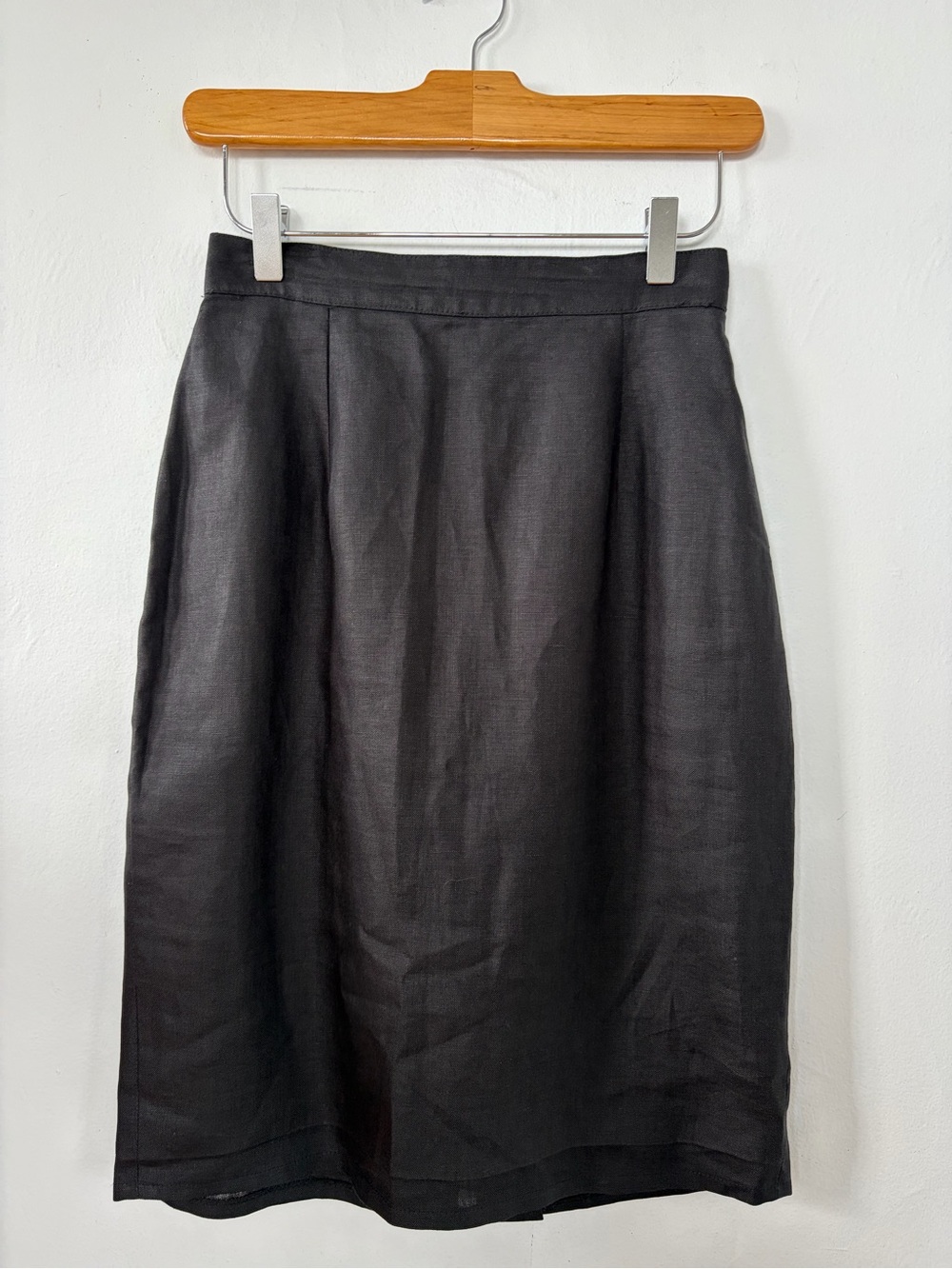 Vintage Black Linen Pencil Skirt